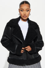 Load image into Gallery viewer, Mielle Faux Suede Aviator Jacket - Black
