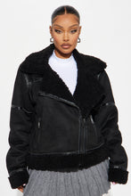Load image into Gallery viewer, Mielle Faux Suede Aviator Jacket - Black

