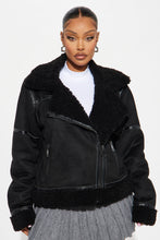 Load image into Gallery viewer, Mielle Faux Suede Aviator Jacket - Black
