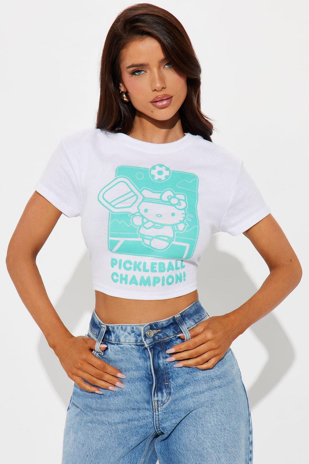 Hello Kitty Pickleball Baby Tee - White
